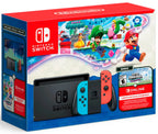 Consola Nintendo Switch Joy Con Neon (Azul - Rojo) Bundle Super Mario Bros Wonder + Switch Online